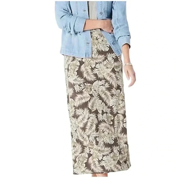 J. Jill | Women's Printed A Line Knit Maxi Skirt Cheerful Palms Plus Size 3X - Picture 7 of 8